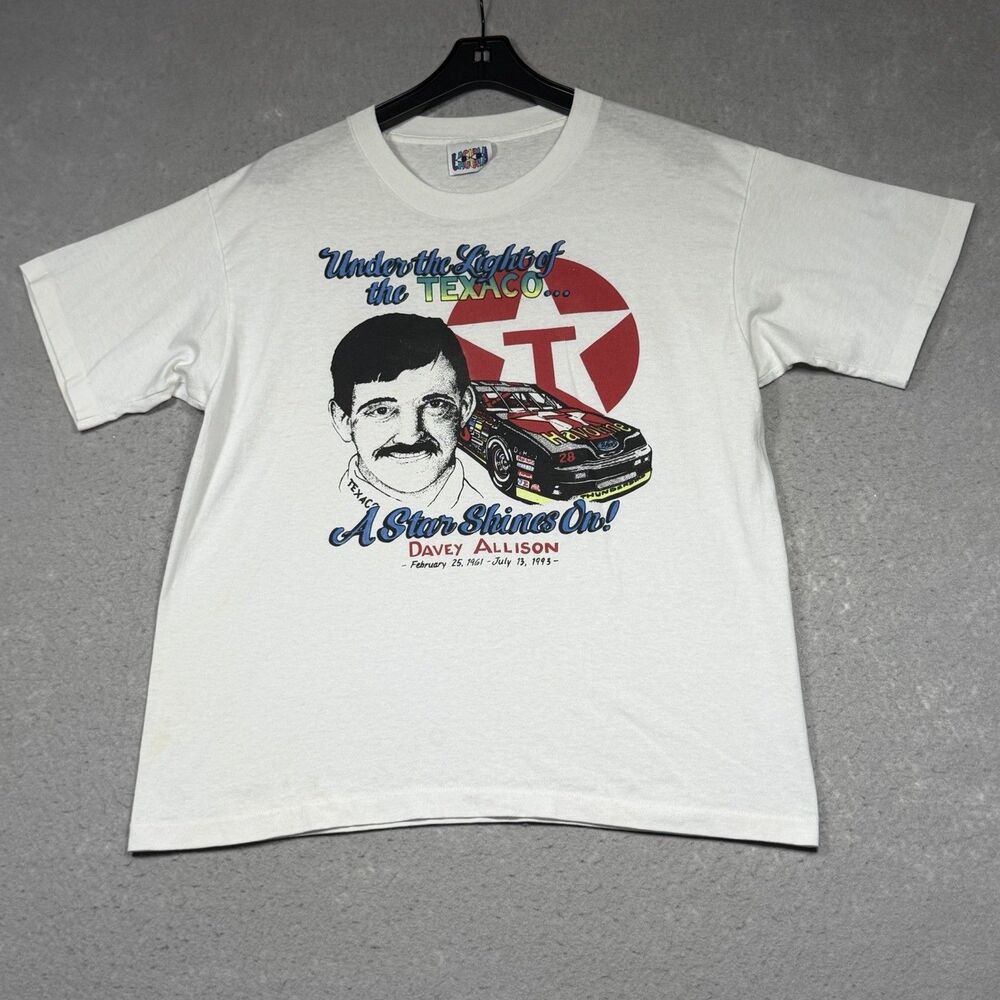 VTG Davey Allison T Shirt 1993 Single Stitch Star Shines On RIP Texaco FOTL